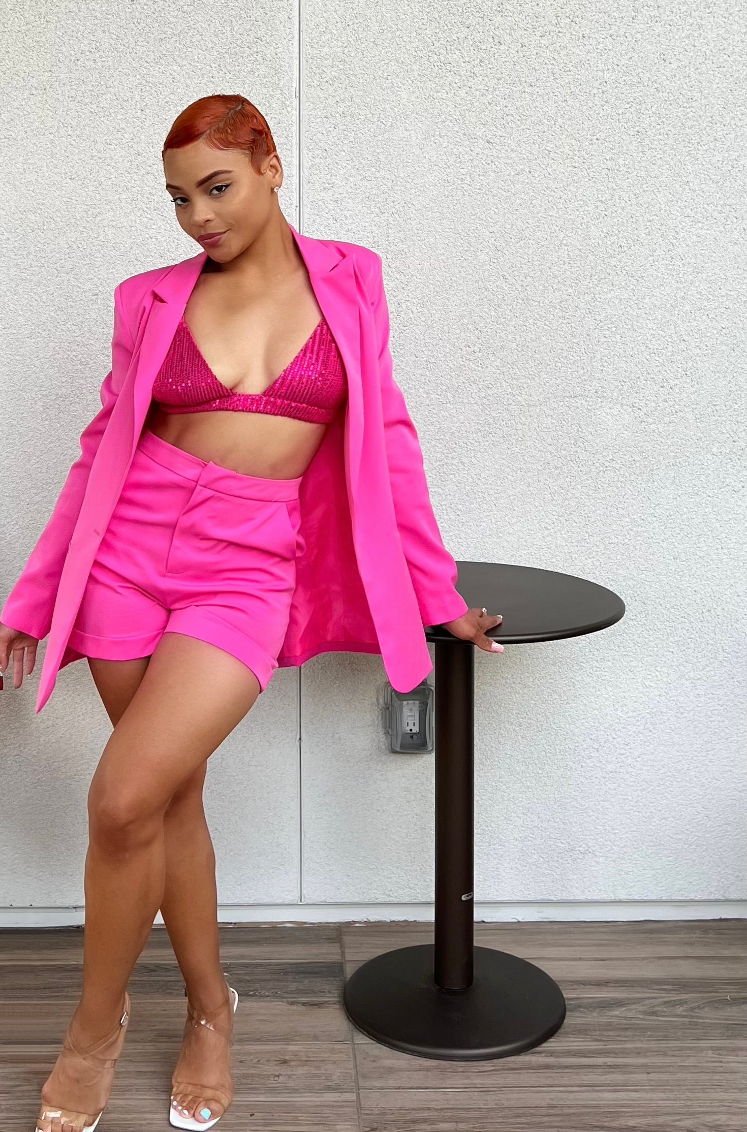 PRETTY IN PINK BLAZER SHORT SET
