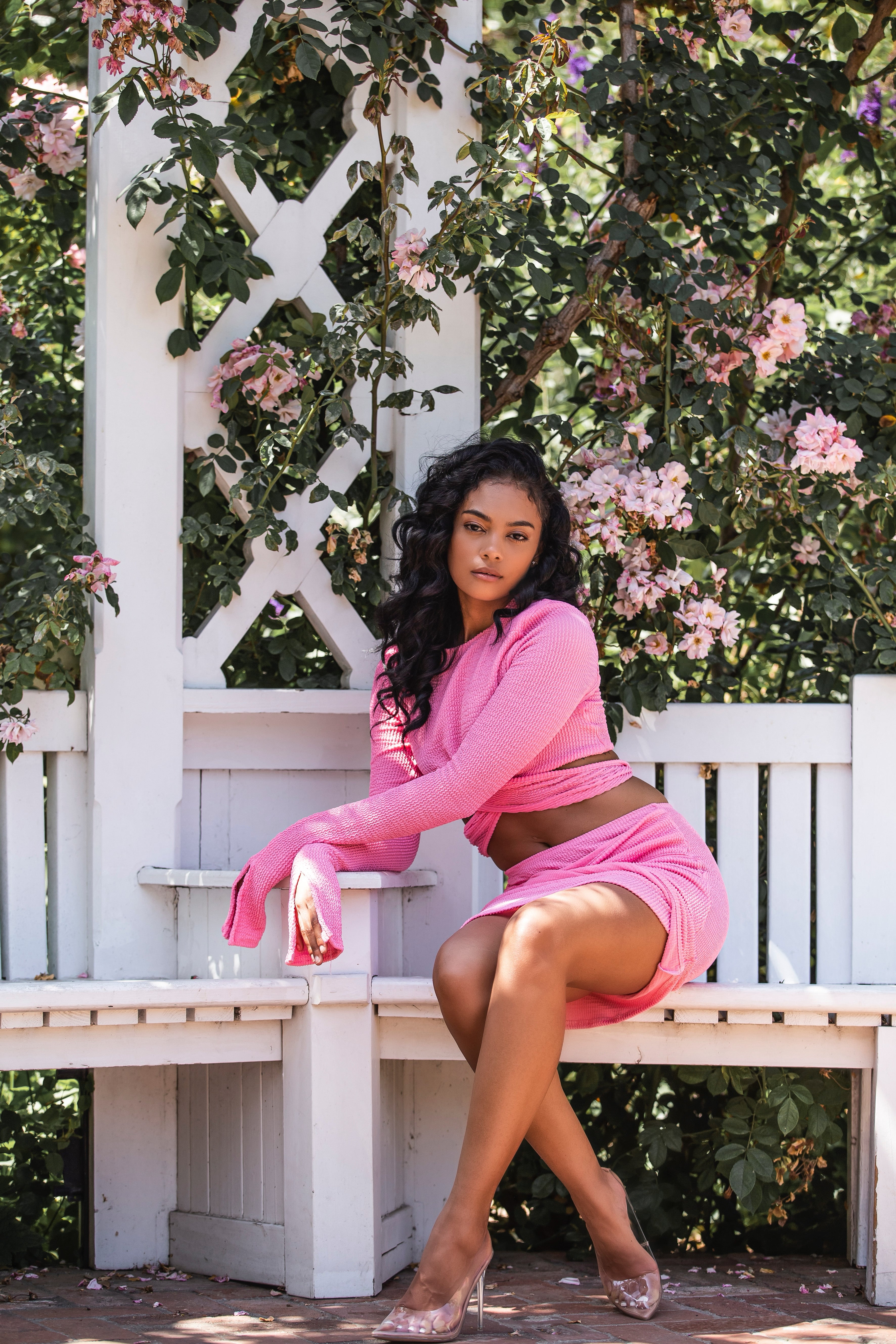 pink two piece dress set Alma Powder Pink Two-Piece Sets