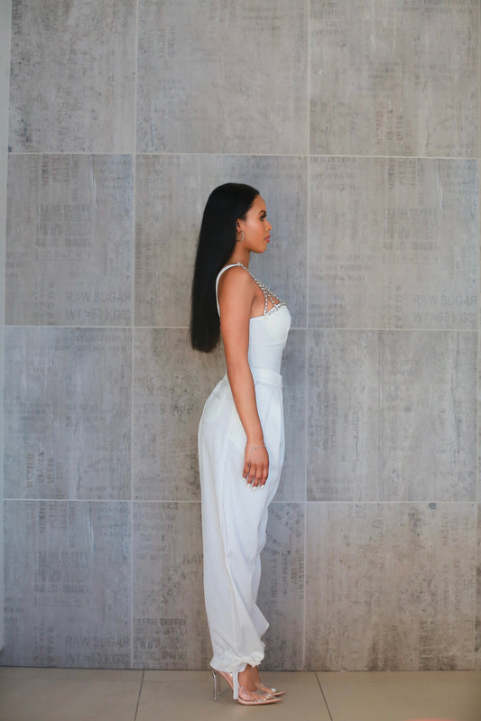 HIGH WAIST TROUSERS IN WHITE